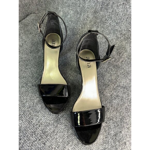 Ana a New Approach Shoes Women's 8M Black Patent Leather Open Toe Heels - Picture 16 of 16